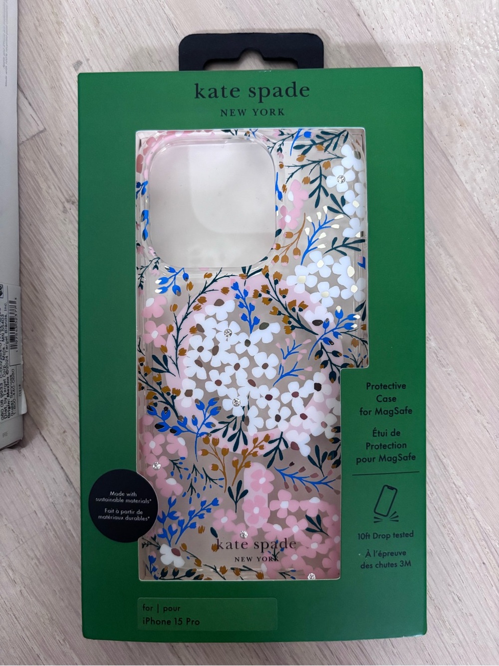 iPhone 15 Pro Case Bundle - kate spade Floral Pink White, heyday clear - Picture 2 of 4